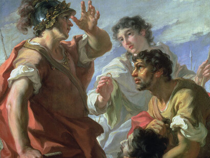 Giovanni Antonio Pellegrini (1675-1741) «César ante Alejandría», siglo XVIII, óleo sobre lienzo. Birmingham, Inglaterra