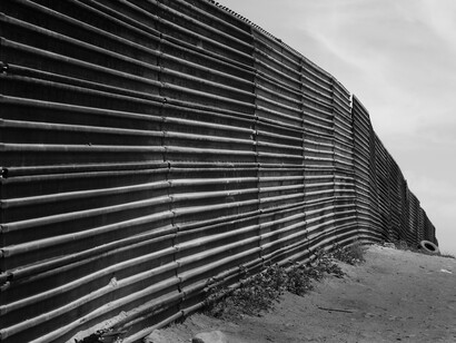 Close up of a section of the USA-Mexico border wall, Tijuana, Mexico