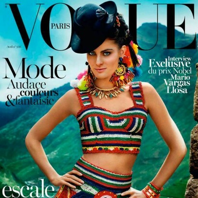 Model in front of Sacred Valley, Peru