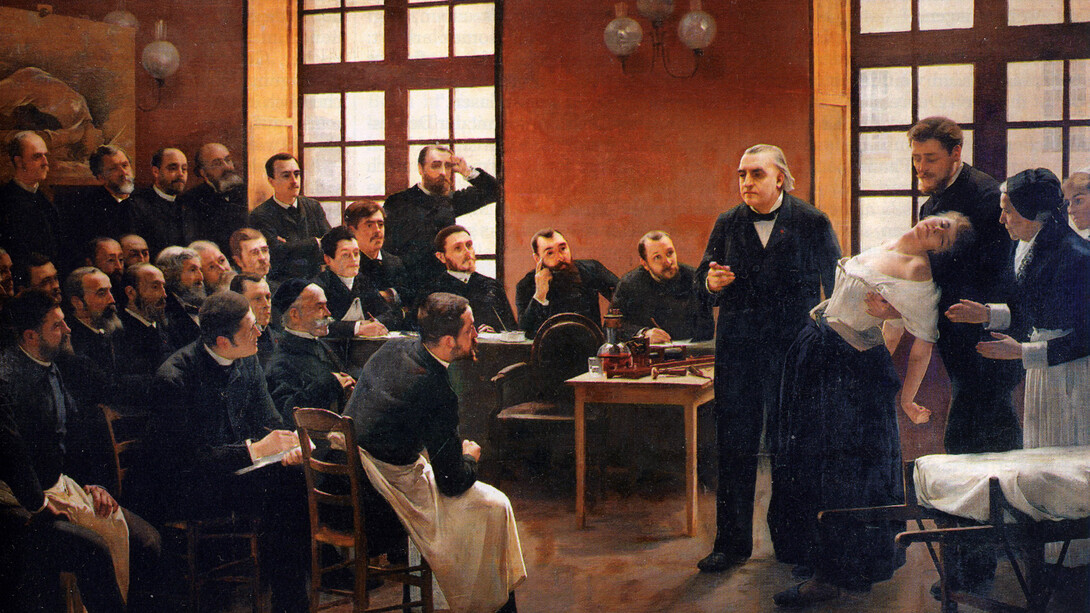 André Brouillet; Una lección clínica en la Salpêtrière, 1887, Museo de la Historia de la Medicina, Francia (detalle)