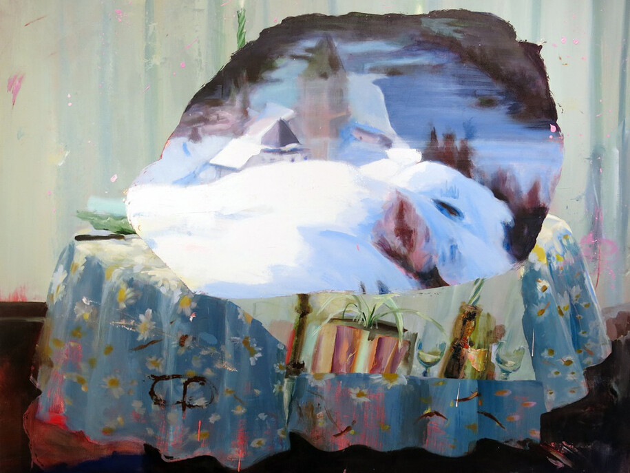 Judith Simonian, Blue Feast, 2013, Acrylic on canvas, 61h x 72w in.