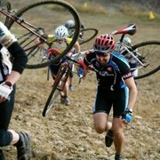 Racers at cyclo-cross.