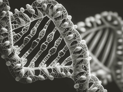 Visual depiction of the human DNA chain, showcasing the interplay between genetics and dietary choices