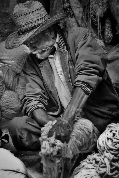 Lavaggio della lana prima della lavorazione, Messico