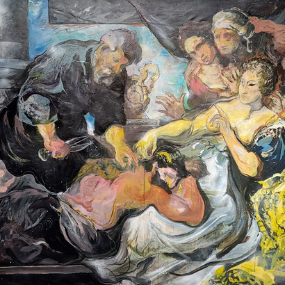 Oussama Diab, Samson and Delilah - after Anthony van Dyck (detail), 2026. Courtesy of Artbooth Gallery