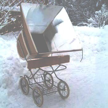 A solar oven in winter