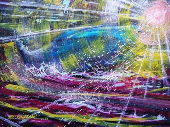 Francisco Canas, Atardecer, Acrylic & Oil on Canvas, 18" x 24"