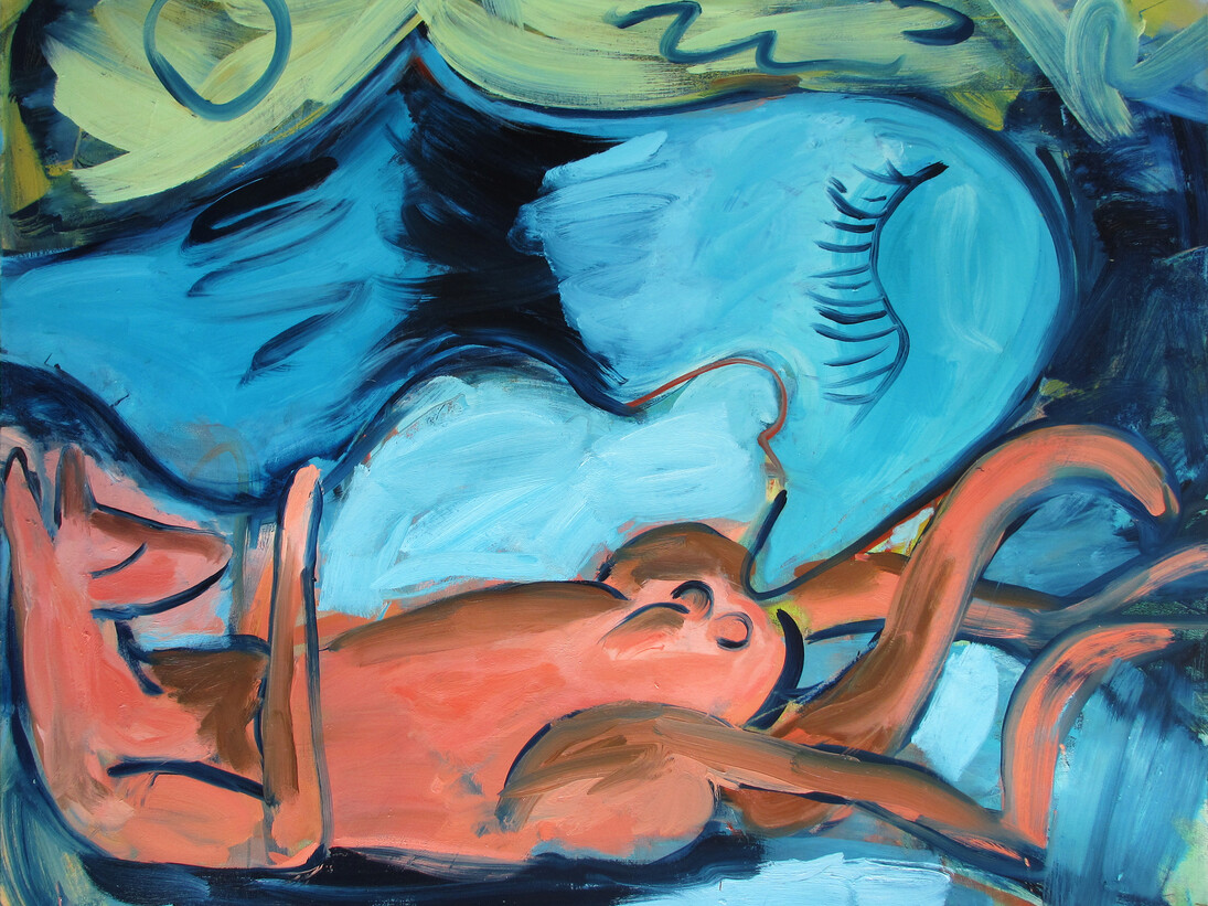 Simon Bayliss, Like Ships in the Night 2014, oil on canvas, 43 7/8 x 53 1/8 in/111 x 135 cm