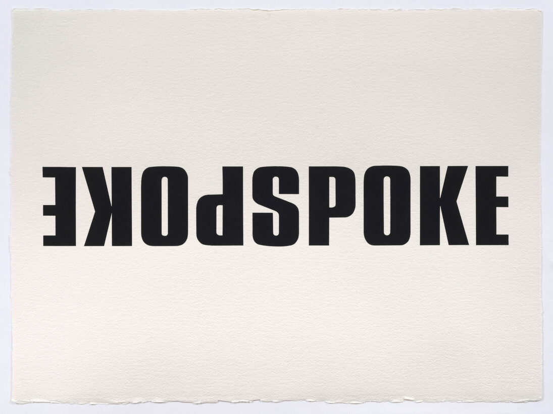 Kay Rosen, Spoked or Spoke?, 2013, Acrylic gouache on watercolor paper, 22.5 x 30.25 inches, 57.2 x 76.8 cm © Kay Rosen. Courtesy of Sikkema Jenkins & Co., New York  