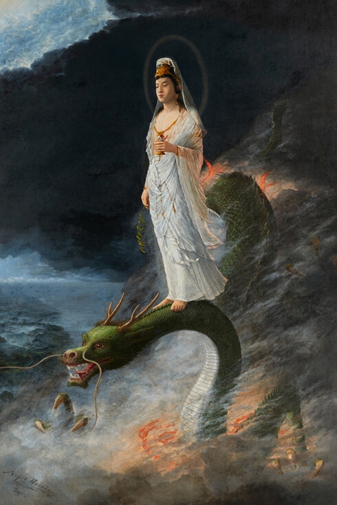 Harada Naojiro, Kannon Bodhisattva riding the dragon (detail), 1890. Courtesy of the National Museum of Modern Art