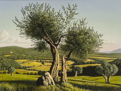 David Ligare, Italian Landscape: Umbria, 2014, Oil on canvas, 14 x 20 in.