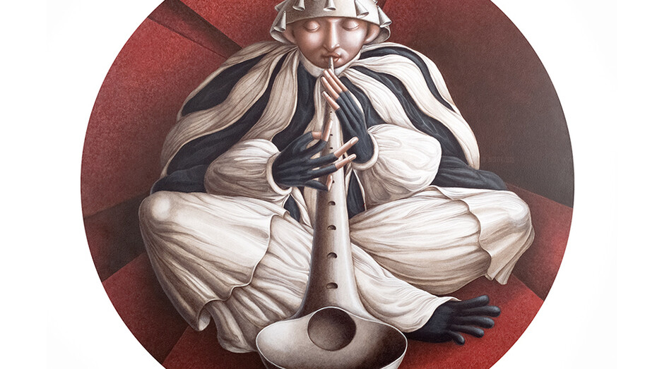 Sonata per il diritto alla follia, 2013, acrilico su tavola, diametro 100 cm