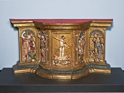 Unidentified Artist - Tabernacle, 1580-1599 - Wood, gilt, polychrome. Collection of the Winnipeg Art Galelry. Gift of the Women's Committee. G-63-296