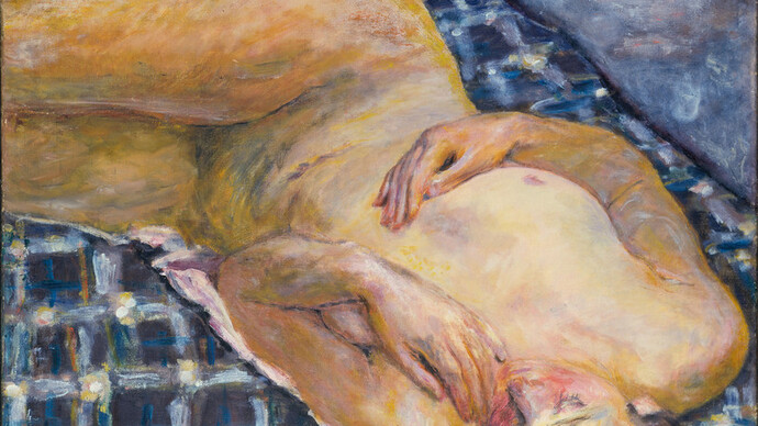 Pierre Bonnard, Liegender Akt auf Weißblau Kariertem Grund, um 1909, Detail,
Städel Museum, Frankfurt am Main, © U. Edelmann - Städel Museum - Artothek  © Bildrecht, Wien, 2015