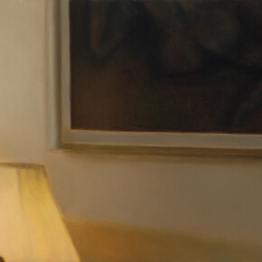 Danny Sobor, lamp (light in his office), 2023, oil on canvas, 25.4x40.6 cm. Courtesy the artist and Fortnight Institute, NYC
