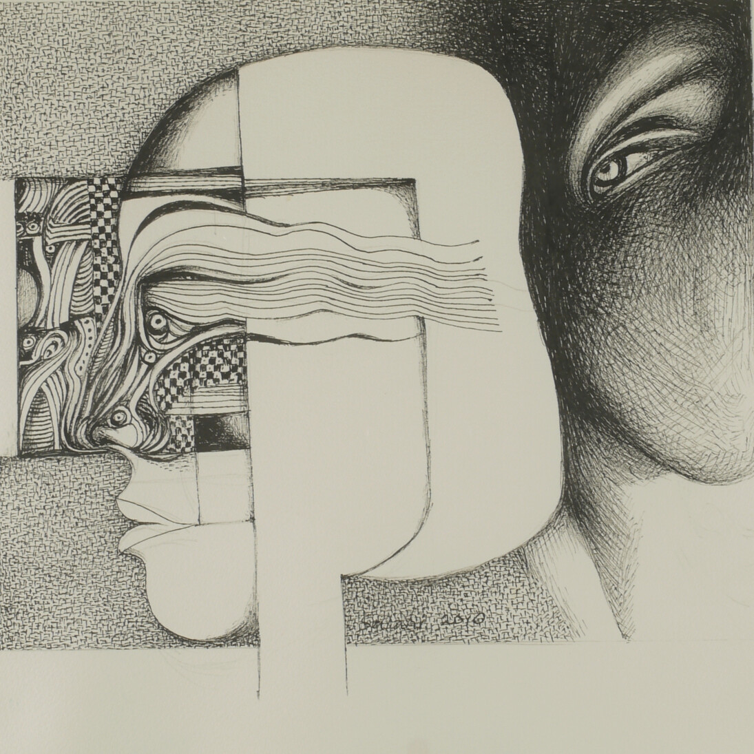 Ibrahim El Salahi, Untitled. 2010, Indian ink on paper, 12x12 inches, 31 cm x 31 cm, Courtesy Skoto Gallery