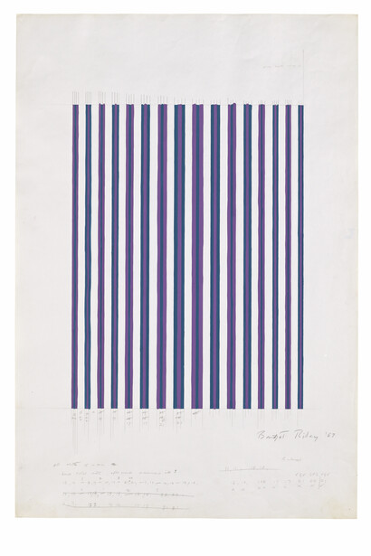 Bridget Riley, Untitled [Related to 'Chant 2'], 1967, Pencil and gouache on paper, 40 x 27 2/8 inches (101.5 x 69 cm) © Bridget Riley 2014. All rights reserved. Courtesy David Zwirner, London