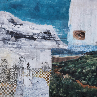 Bath. Acrylic on Tibetan paper, 50x50 cm, 2017