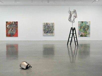 Installation view of Elliott Hundley at Regen Projects, Los Angeles, April 12 - May 17, 2014. Photo: Brian Forrest. Courtesy the artist and Regen Projects, Los Angeles