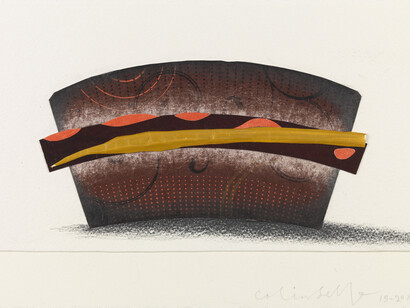 Colin Self, Hotdog, 19-20/05/12, Paper cup collage and pencil, 19 x 35 cm