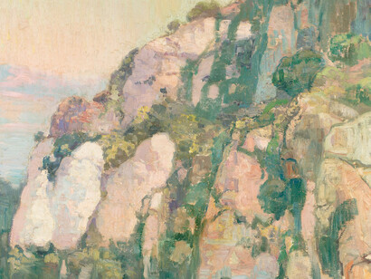 Hermenegildo Anglada Camarasa, (1871-1959), _Montserrat Landscape_, (Paisaje de Montserrat), c. 1937-1938, Oil on canvas 58 x 55 cm. Courtesy of Colnaghi, Artur Ramon Art and Sala Parés