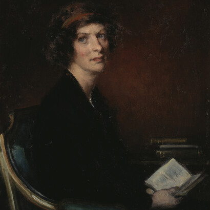 Henry Lintott, Lady Margaret Sackville, 1881 - 1963, Poet, 1918, 76.10 x 63.40 cm (framed: 83.30 x 70.40 x 4.30 cm), Oil on canvas, Scottish National Portrait Gallery, Presented by Professor E.F.Koerner 2005            
