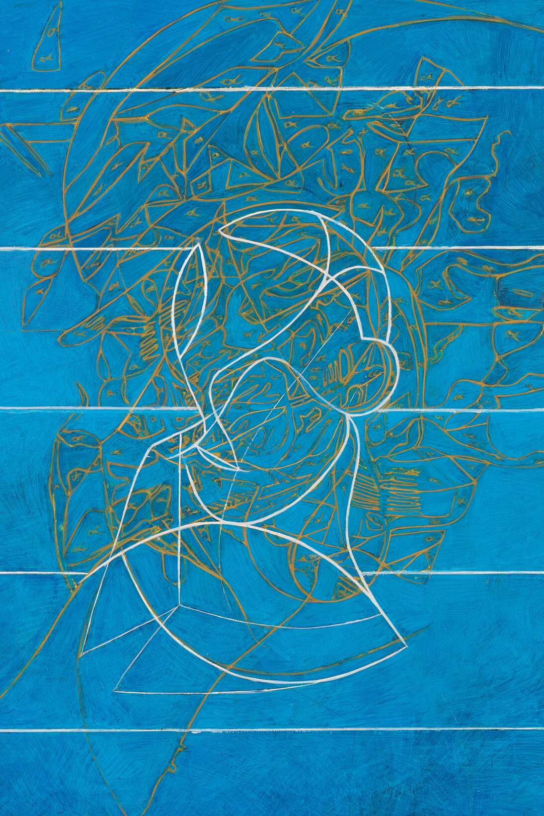Nicholas Byrne, Muscle memory, blue, 2015, oil on gessoed panel with artists frame, 50 x 40 x 2 cm, 19 3/4 x 15 3/4 x 3/4 ins, courtesy of Vilma Gold, London