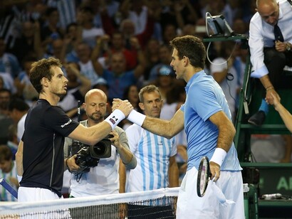 Murray y Del Potro se saludan en la pista