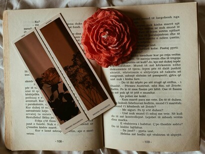 This open book, with its bookmarks like collected memories, reflects the idea that readers gather pieces that become part of their internal landscape, much like souvenirs from a journey