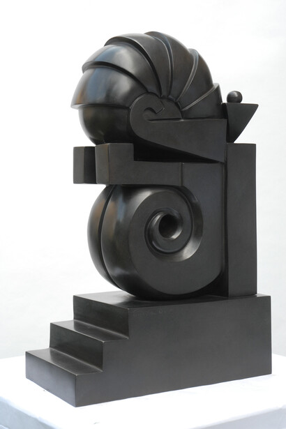 Franco Adami - Reflexion bronze a patine canon de fuisil H 43cm x L 28cm x l 15,5cm