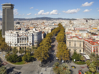 Vista aérea de La Rambla, Barcelona