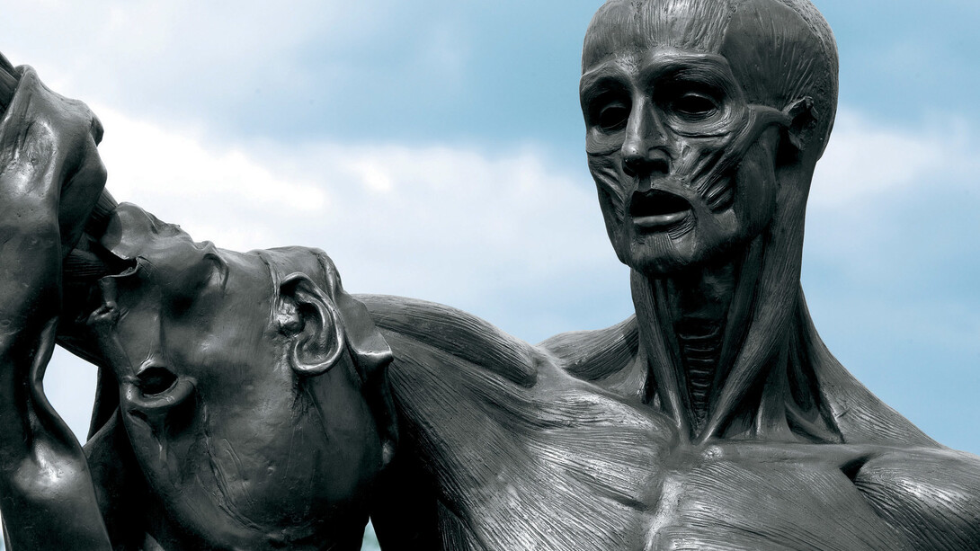 Saint Bartholomew, Exquisite Pain by Damien Hirst, 2006, Bronze, 99.2 x 42.5 x 29.5 in (2520 x 1080 x 750 mm), Photographed by Prudence Cuming Associates, © Damien Hirst and Science Ltd. All rights reserved, DACS 2014