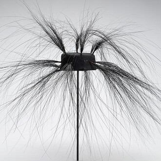 Halston, Hat, 1961, buckram, capenet, and burnt ostrich quills, the Museum of Fine Arts, Houston, the Rienzi Collection, gift of Mr. and Mrs. Harris Masterson III.