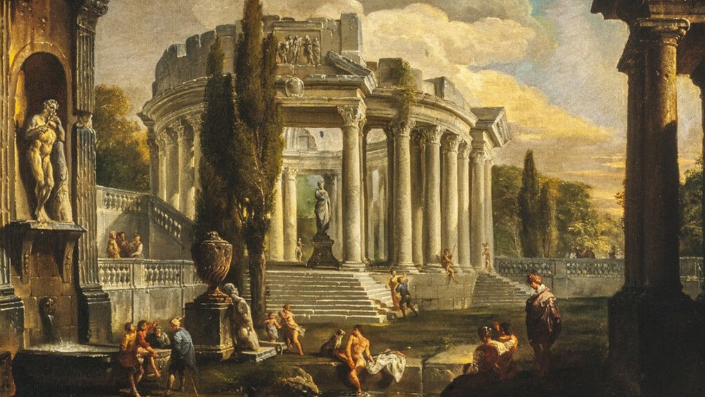 Giovanni Paolo Panini
Italian, 1691–1765
Landscape with Ruins
ca. 1715/18
Oil on canvas
29 x 39 3/8 in. (73.7 x 100 cm)
Sidney and Lois Eskenazi Museum of Art, Given in memory of Marguerite Lilly Noyes by Thomas T. Solley