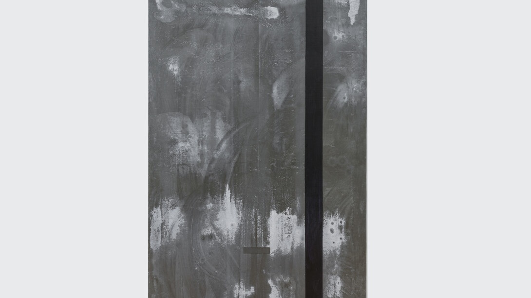 Günther Förg, Untitled III, 1990, Acrylic on lead, 110.24 x 62.99 inches, 280 x 160 cm © Estate of Günther Förg. Courtesy Skarstedt, New York