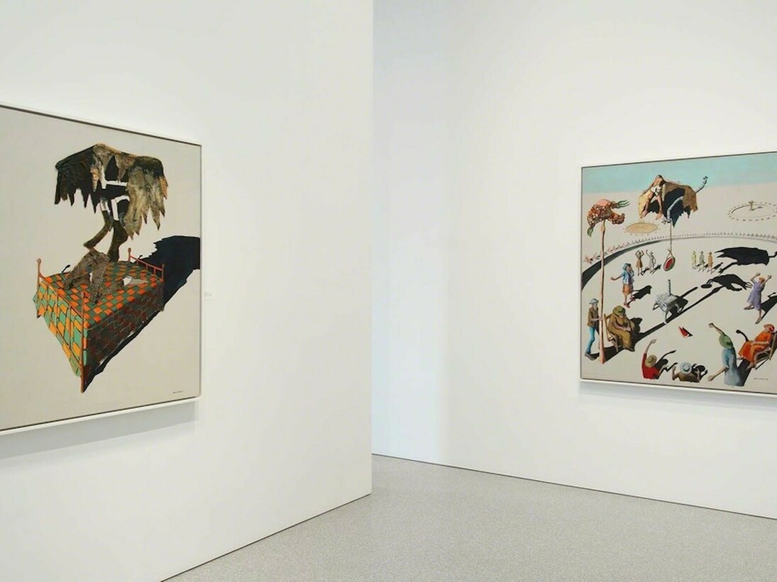 Benny Andrews, The Bicentennial Series, Exhbiition view. Courtesy of Michael Rosenfeld Gallery