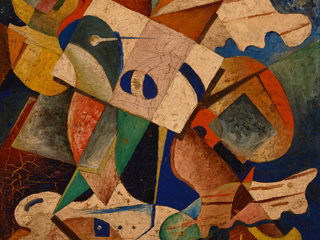 OSwaldo Vigas. Composición IV. 1943- Oil on cardboard. 32 x 32 cm