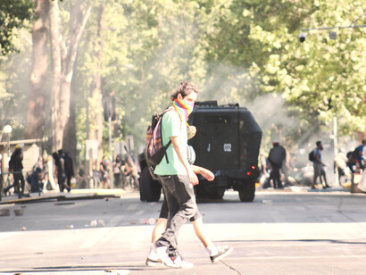 Jóvenes en una protesta en el 'Estallido Social' durante el año 2019 en Santiago de Chile