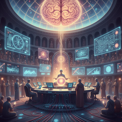 The parliamentary process of decision-making: a moderated debate between competing neural subnetworks, striving for balance and consensus