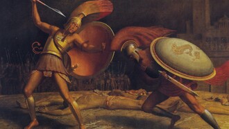 Sascha Schneider, "Héctor y Aquiles", óleo sobre lienzo, 1923-1926