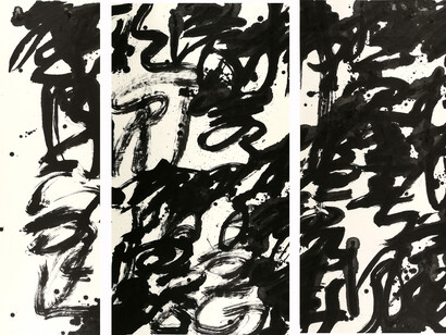 Wang Dongling Li Bai-Her Envious Beauty, 2015, Ink on Xuan paper, 70 3/4 x 113 1/2 in (180 x 288 cm) Each panel 70 3/4 x 37 3/4 in (180 x 96 cm), detail