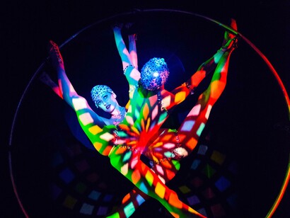 A colorful show at the Crazy Horse in Paris, France