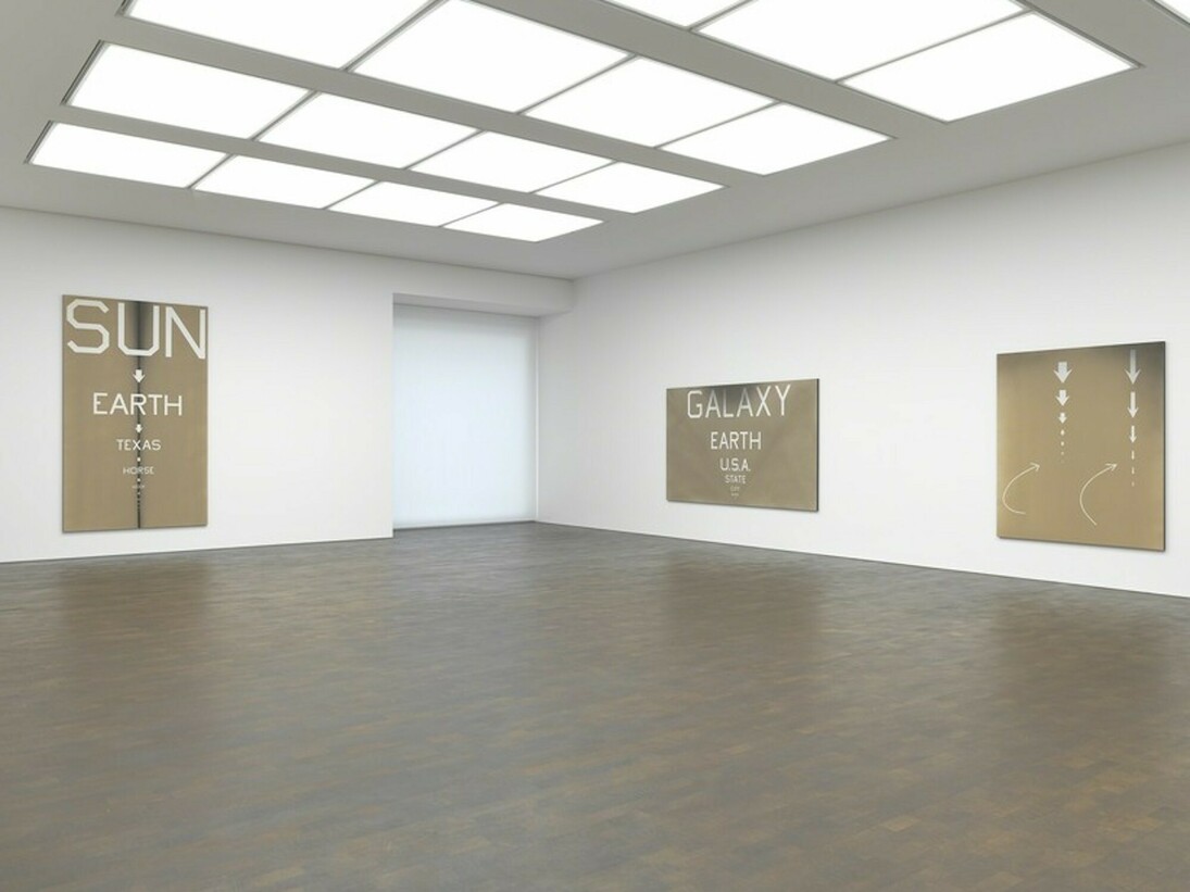 Installation views of Ed Ruscha's Extremes and IN-Betweens exhibition at Gagosian, Grosvenor Hill from October 5 - December 17, 2016. © Ed Ruscha. Courtesy Gagosian. Photo: Mike Bruce