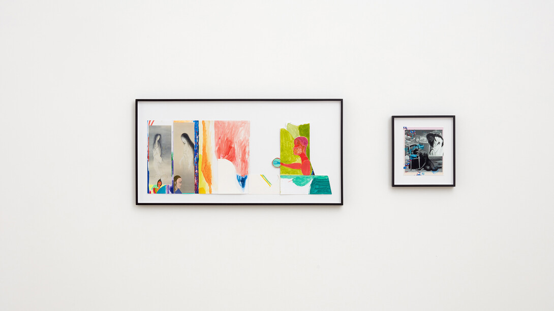 Lothar Hempel, Yürei, 2018, watercolour, acrylic, and pencil on C-print and paper. 2 elements: 29 x 74 cm, 11 3/8 x 29 1/8 ins and 19 x 16 cm, 7 1/2 x 6 1/4 ins. Photo: Robert Glowacki. © Lothar Hempel. Courtesy the artist & Stuart Shave/Modern Art, London