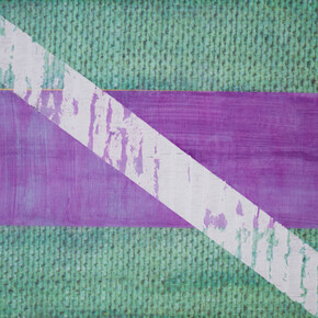 Jessica Mein, Trama quinze, 2014, acrylic glue on hemp, 56 x 75 cm