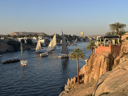 The Nile River as seen from the Cataract Hotel terrace, Egypt