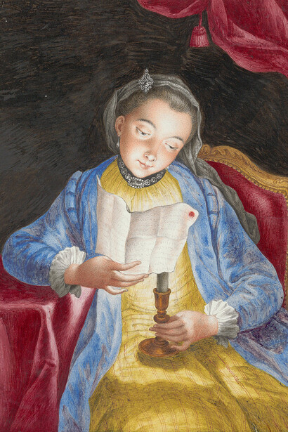 Archduchess Marie Christine Habsburg-Lothringen, Reading letters (detail), second half of the 18th century. Courtesy of the Albertina Museum