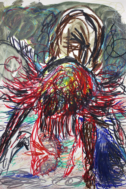 Carola Ernst, x spider, 2014, Crayons de couleur sur papier, 59,4 x 42 cm, Courtesy Phantom Projects Contemporary