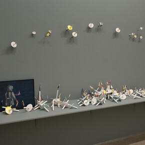 Joy Feasley, Her sadness makes her smile, exhibition view. Courtesy of Adams and Ollman Gallery