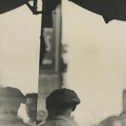 Saul Leiter, Toy Shop, 1950's, Gelatin silver print, 8 x 9 7/8 in. Titled and dated in ink, and photographer's credit stamp on print verso.